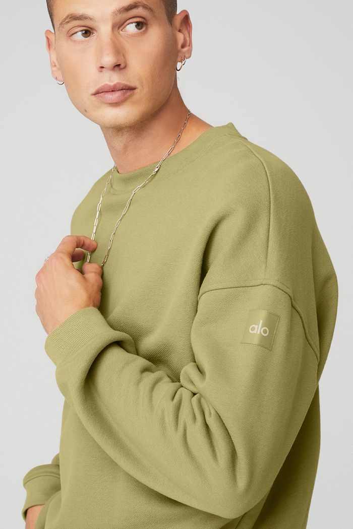 Alo Yoga Renown Crew Neck Men's Pullover Green | 42FGOXRSK