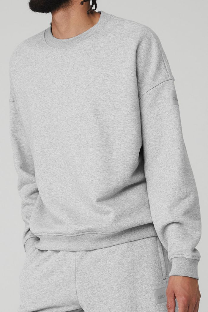 Alo Yoga Renown Crew Neck Men's Pullover Grey | 48WBTFEAH