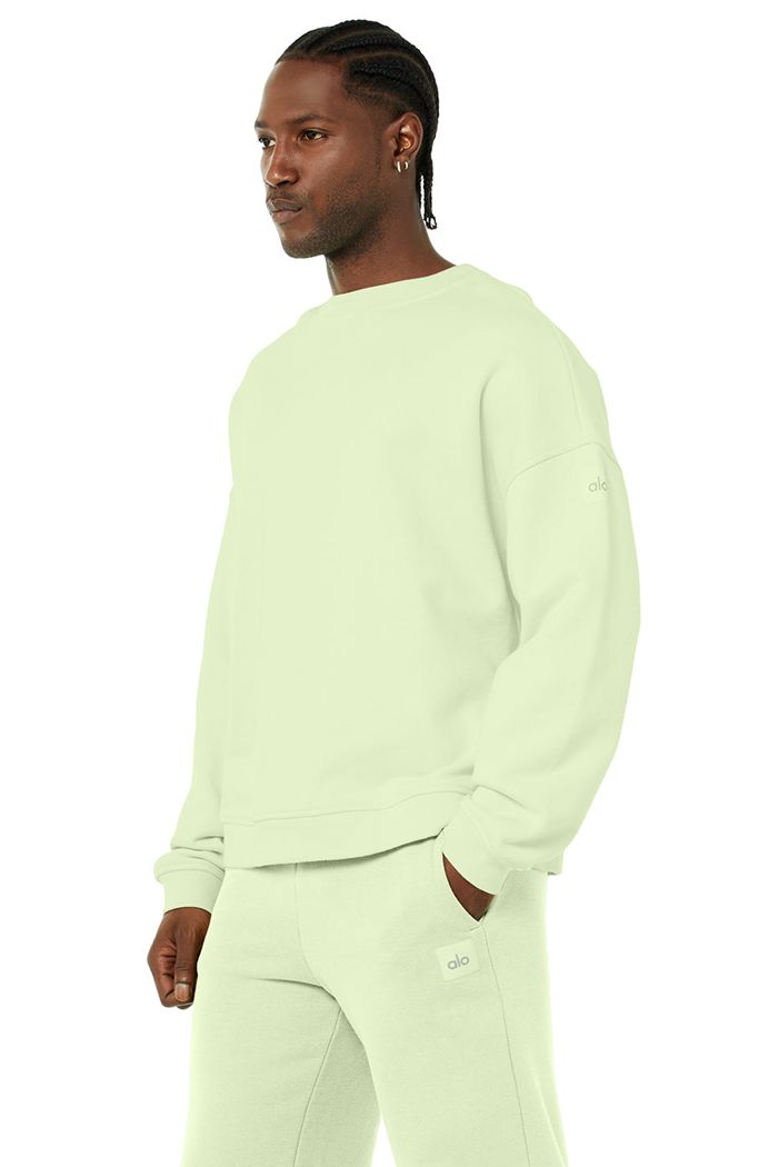 Alo Yoga Renown Crew Neck Men's Pullover Green | 54OFRSDQI