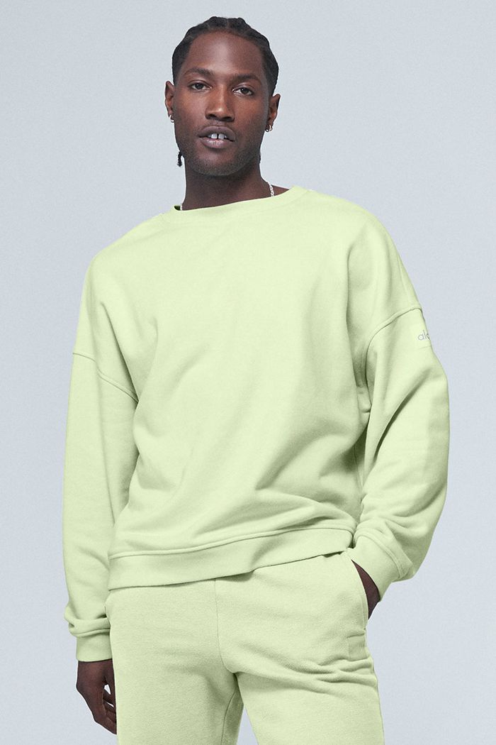 Alo Yoga Renown Crew Neck Men's Pullover Green | 54OFRSDQI