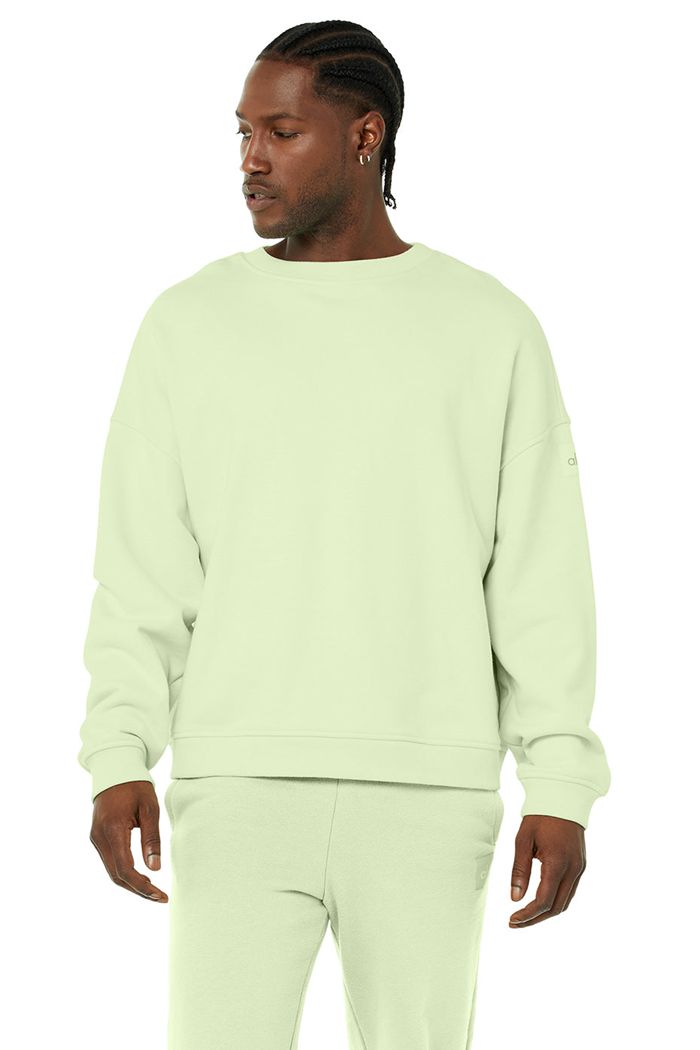 Alo Yoga Renown Crew Neck Men\'s Pullover Green | 54OFRSDQI