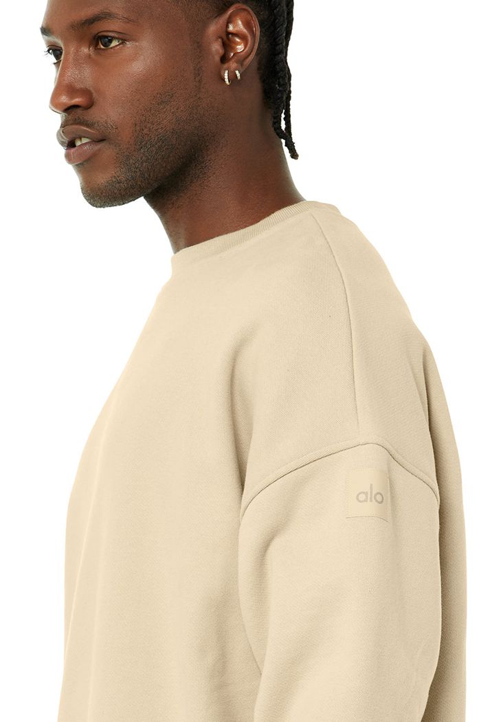 Alo Yoga Renown Crew Neck Men's Pullover Brown | 82GNISFUH