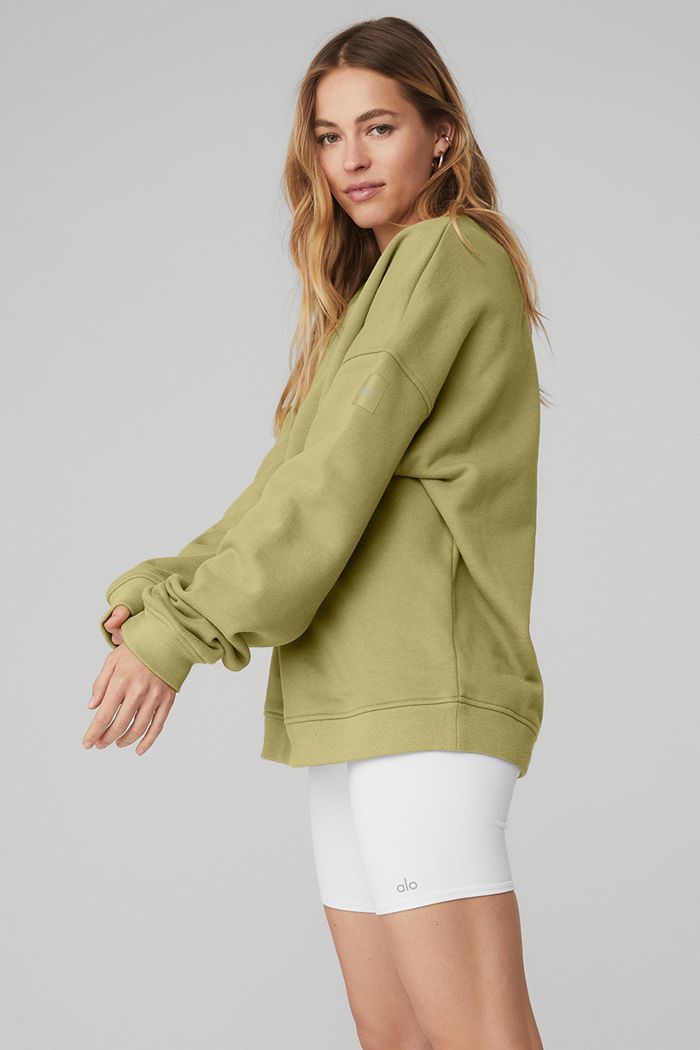 Alo Yoga Renown Crew Neck Women's Pullover Green | 12EPFITWY