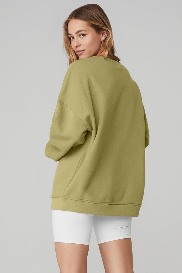 Alo Yoga Renown Crew Neck Women's Pullover Green | 12EPFITWY