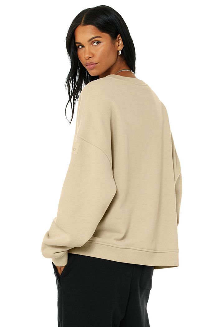 Alo Yoga Renown Crew Neck Women's Pullover Brown | 16ADKWQJH