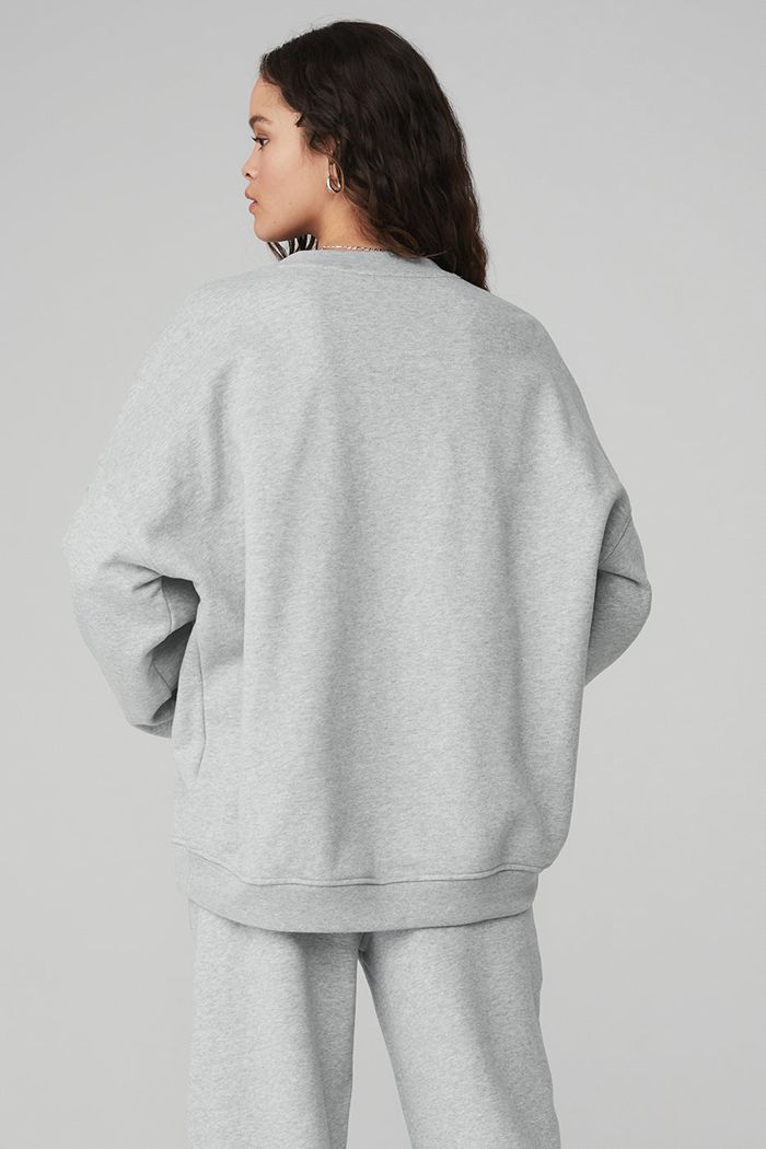 Alo Yoga Renown Crew Neck Women's Pullover Grey | 24RHYGQWE