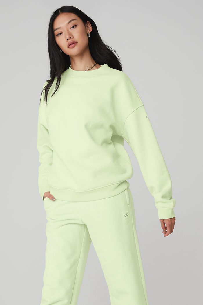 Alo Yoga Renown Crew Neck Women's Pullover Green | 58FASWOQT