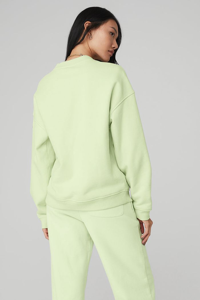 Alo Yoga Renown Crew Neck Women's Pullover Green | 58FASWOQT