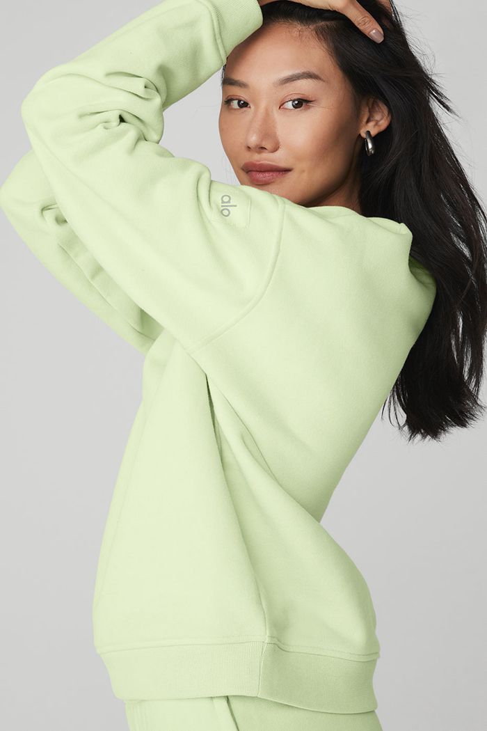 Alo Yoga Renown Crew Neck Women's Pullover Green | 58FASWOQT