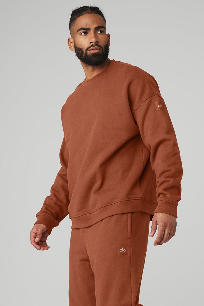 Alo Yoga Renown Heavy Weight Crew Neck Men's Pullover Red | 93TGKXBNQ