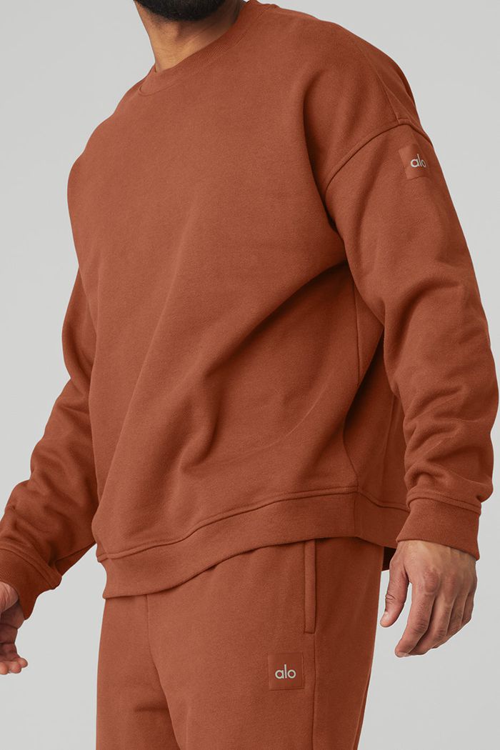 Alo Yoga Renown Heavy Weight Crew Neck Men's Pullover Red | 93TGKXBNQ