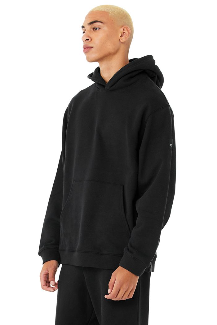 Alo Yoga Renown Men\'s Hoodie Black | 74GILDKWA