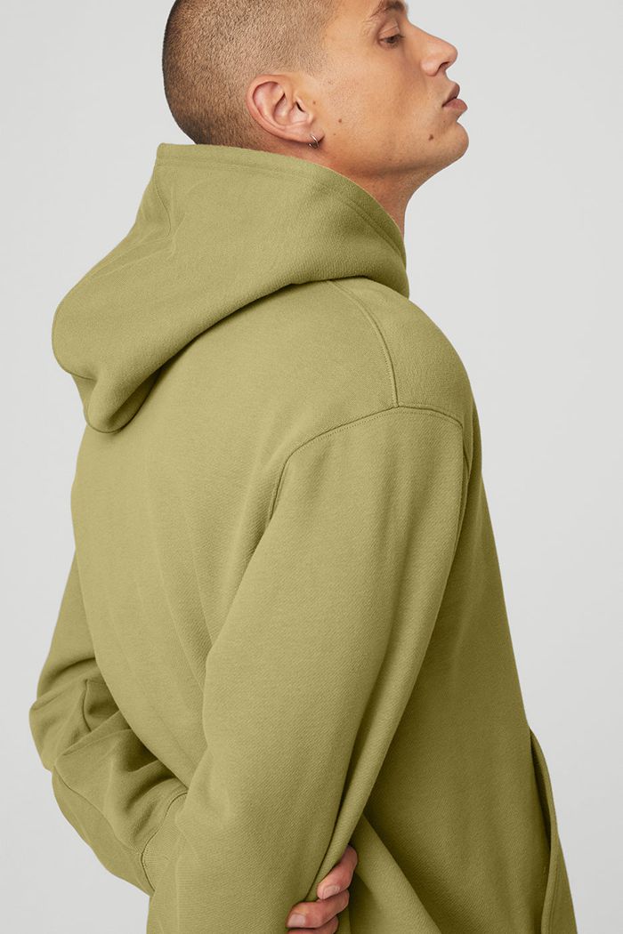 Alo Yoga Renown Men's Hoodie Green | 68LOYABCU