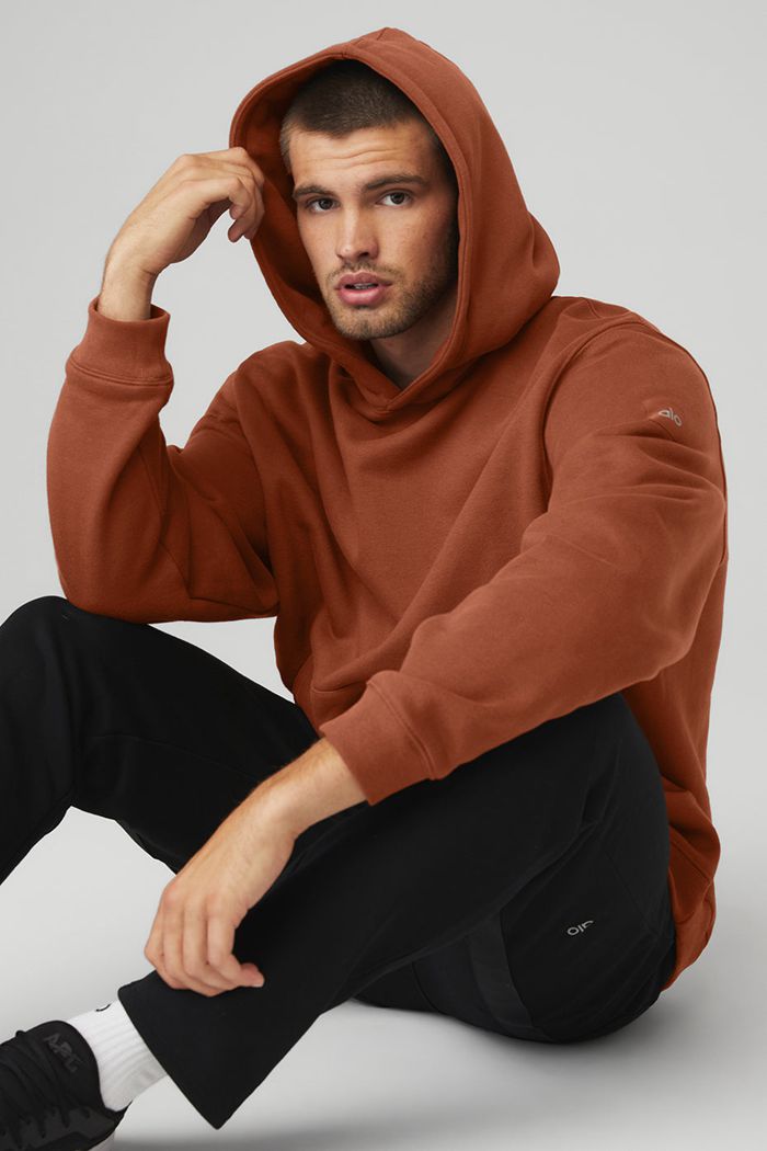 Alo Yoga Renown Men's Hoodie Red | 38XMCKVUW