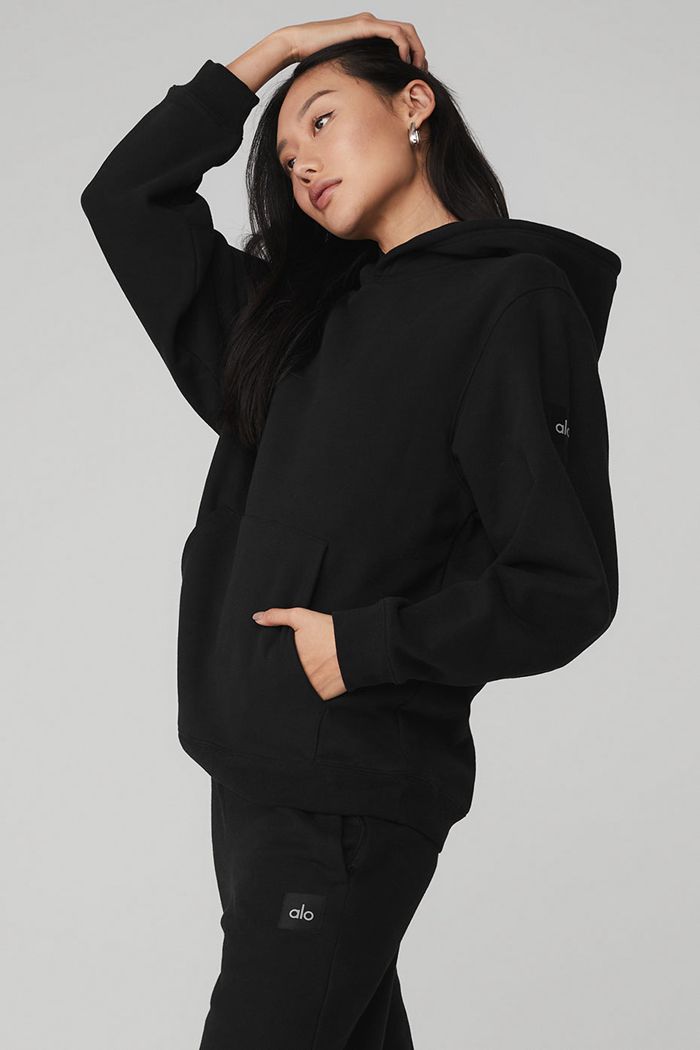 Alo Yoga Renown Women's Hoodie Black | 83BELNGQS