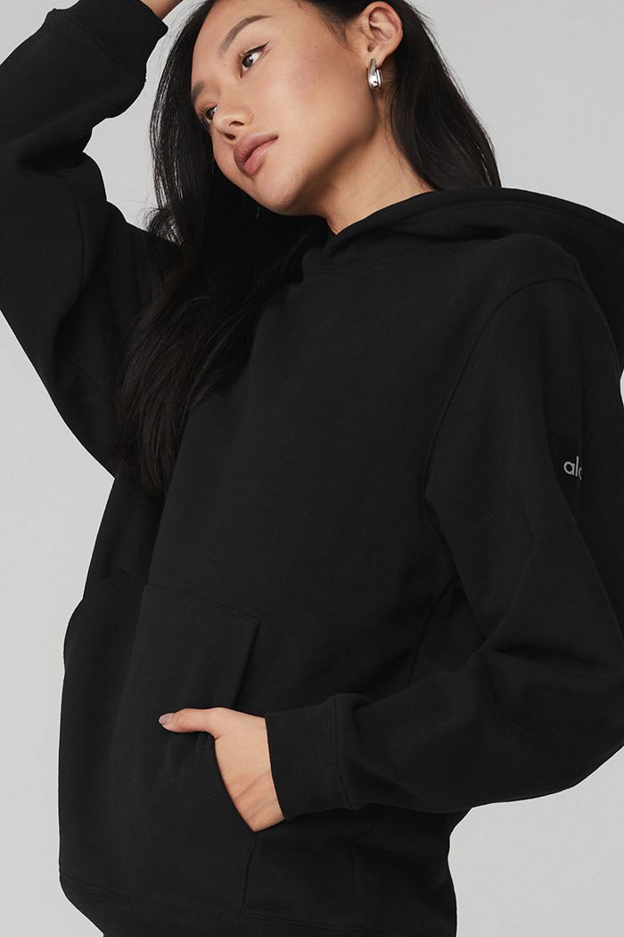 Alo Yoga Renown Women's Hoodie Black | 83BELNGQS