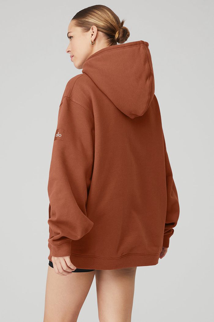 Alo Yoga Renown Women's Hoodie Red | 64PYJZAVG