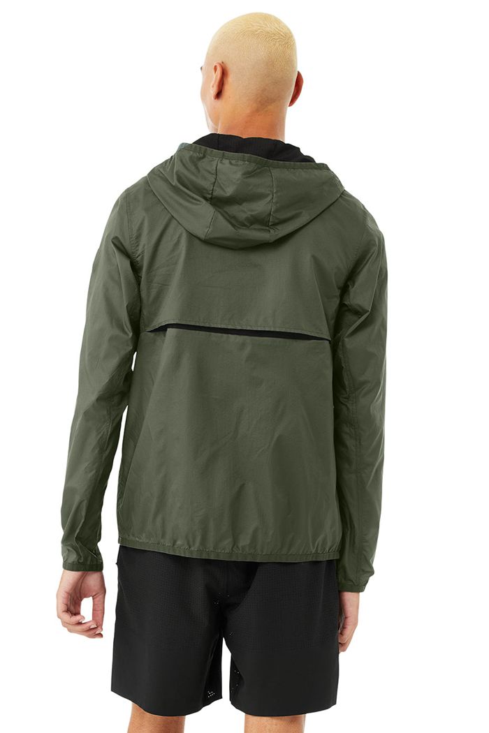 Alo Yoga Repeat Running Men's Jackets Dark Green | 08NGPQZDI