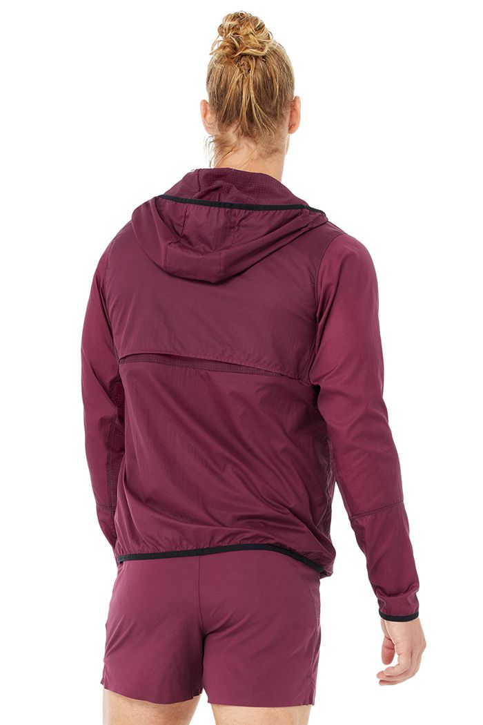 Alo Yoga Repeat Running Men's Jackets Red | 95XLKJEAT