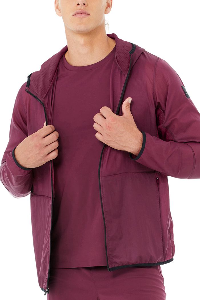 Alo Yoga Repeat Running Men's Jackets Red | 95XLKJEAT