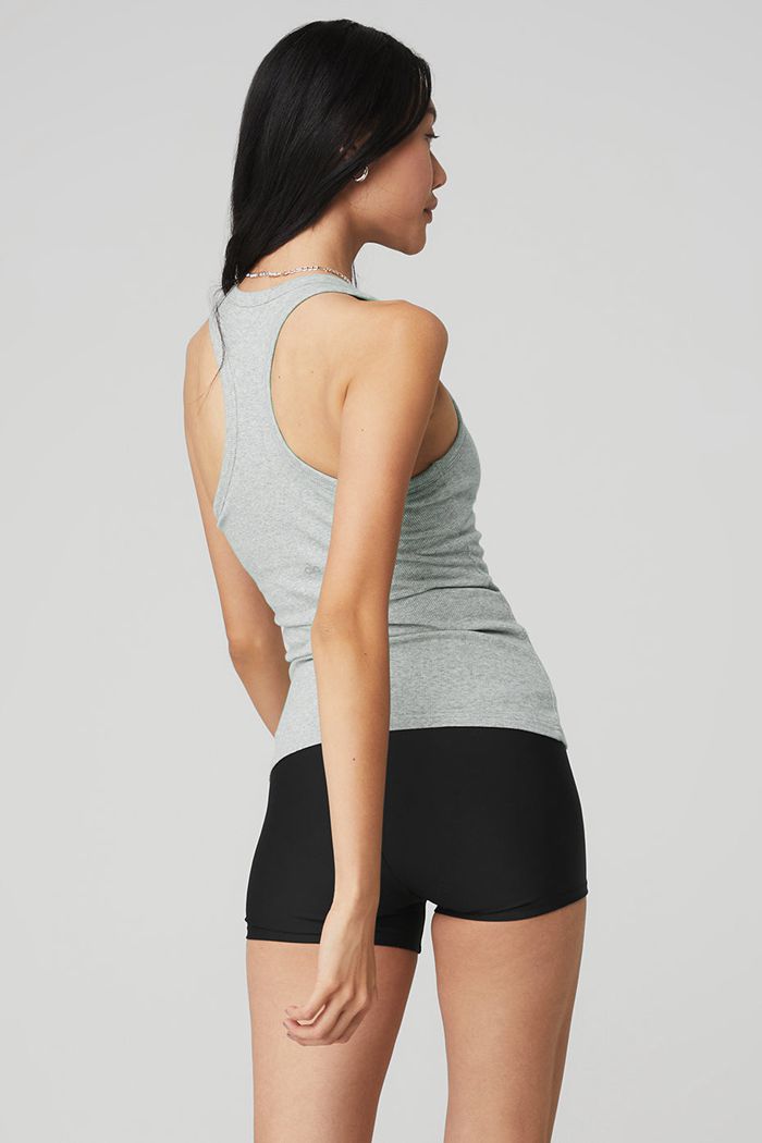 Alo Yoga Ribbed Aspire Full Length Women's Tank Tops Grey | 71VAFYHDS