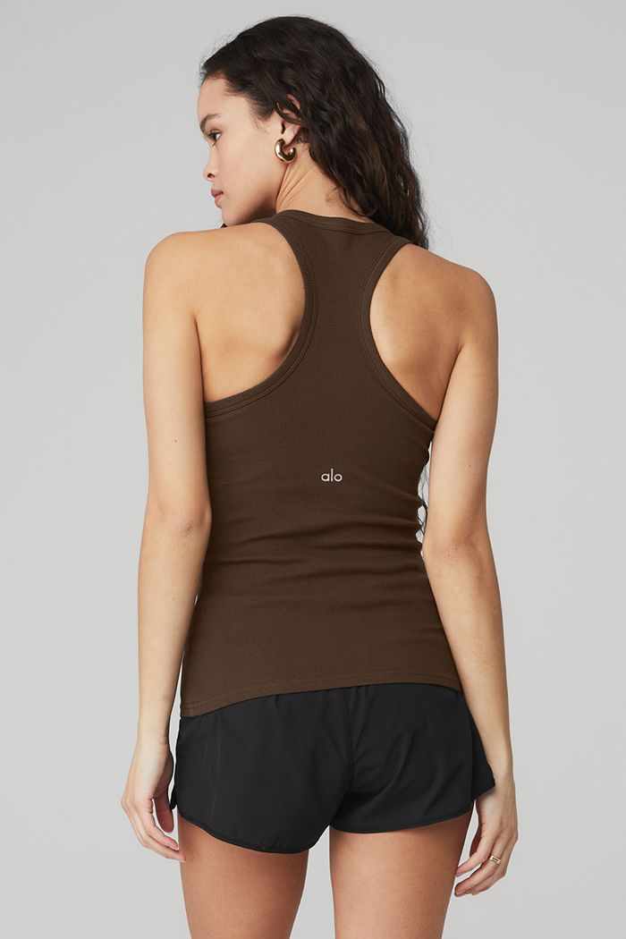 Alo Yoga Ribbed Aspire Full Length Women's Tank Tops Black | 90VXJWRTQ