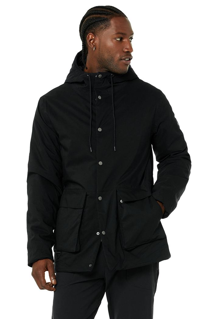 Alo Yoga Roam Insulated Men\'s Jackets Black | 47FKRLSUQ