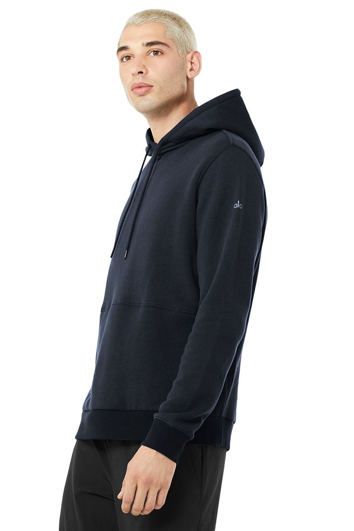 Alo Yoga Runyon Men's Hoodie Navy | 53YZHDGUT