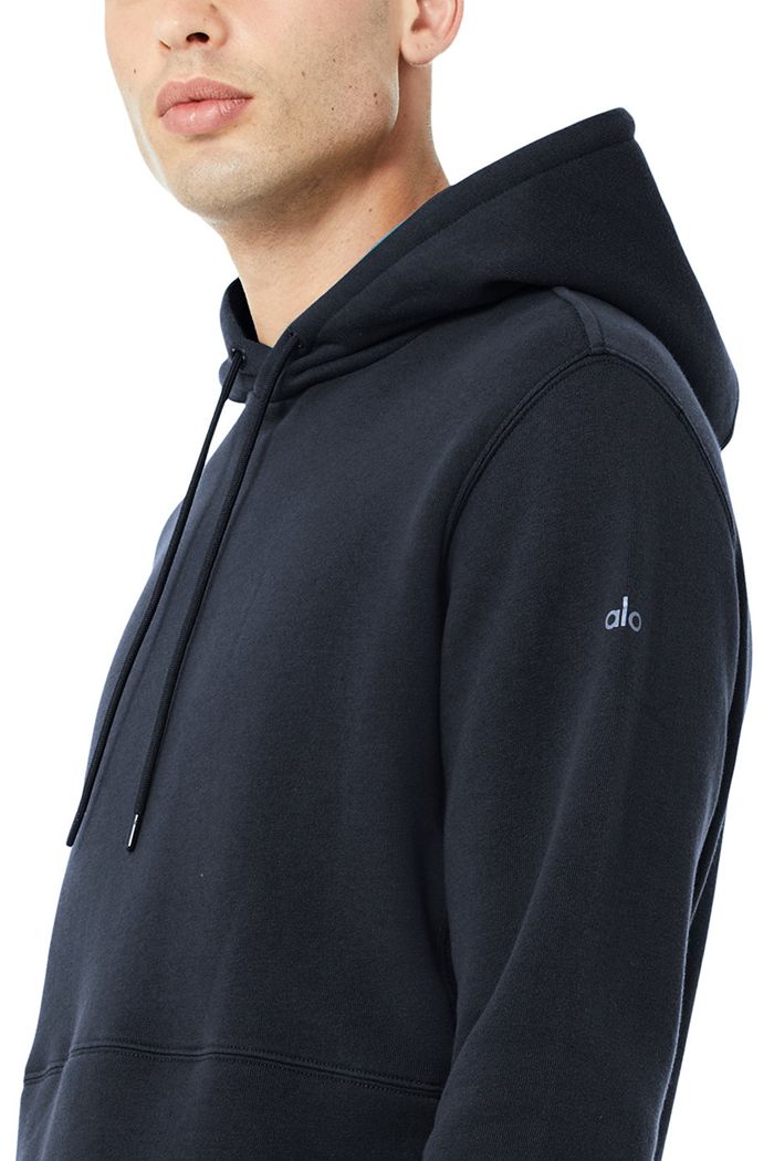 Alo Yoga Runyon Men's Hoodie Navy | 53YZHDGUT