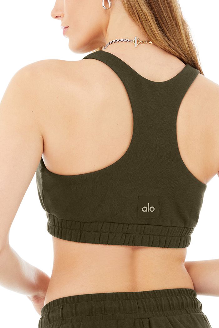 Alo Yoga Scoop Neck Sweatshirt Women's Bras Dark Olive | 04CJVDAQI