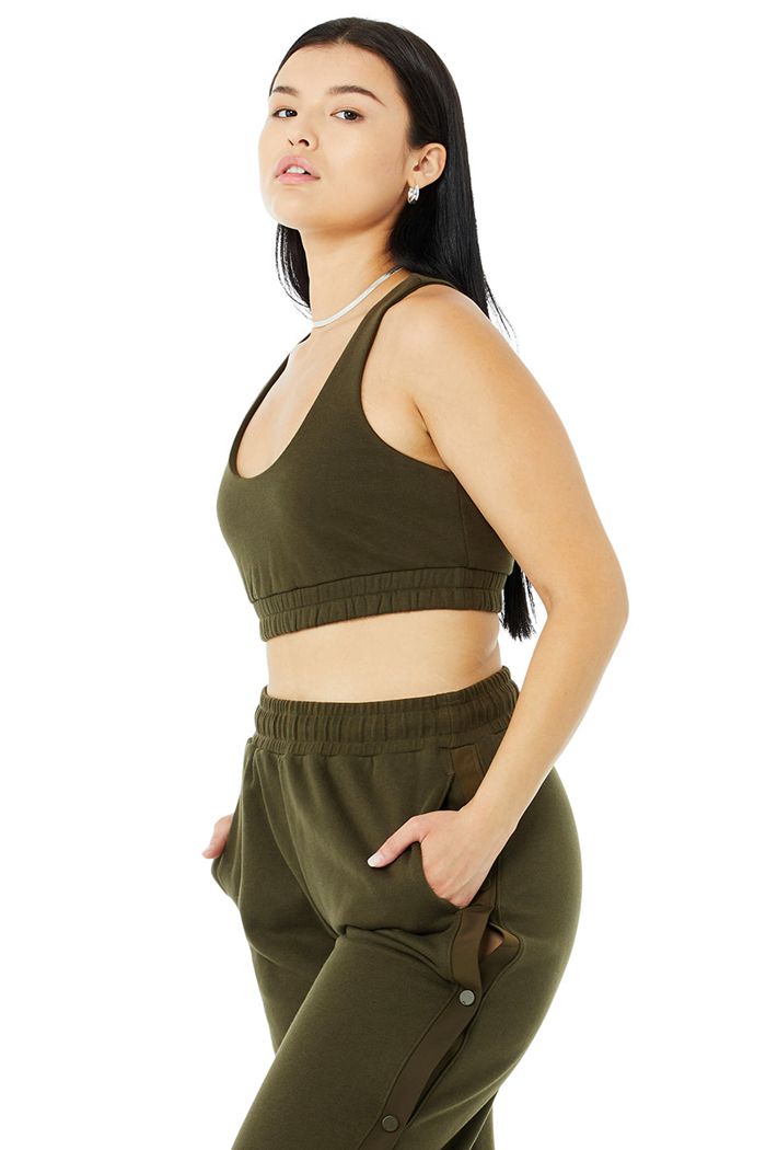 Alo Yoga Scoop Neck Sweatshirt Women's Bras Dark Olive | 04CJVDAQI