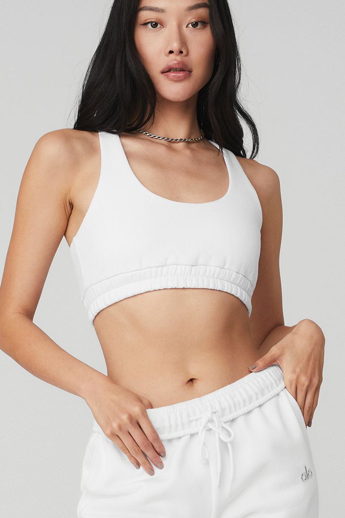 Alo Yoga Scoop Neck Sweatshirt Women's Bras White | 75RSZLFEH