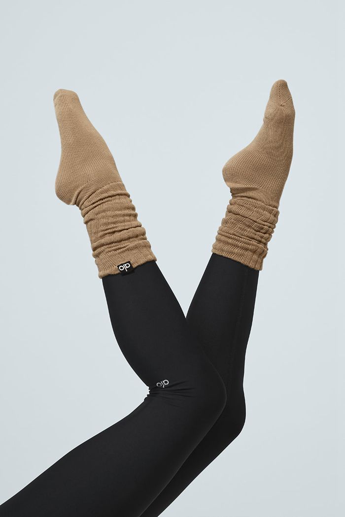 Alo Yoga Scrunch Women's Socks Brown | 70RSUBZOE