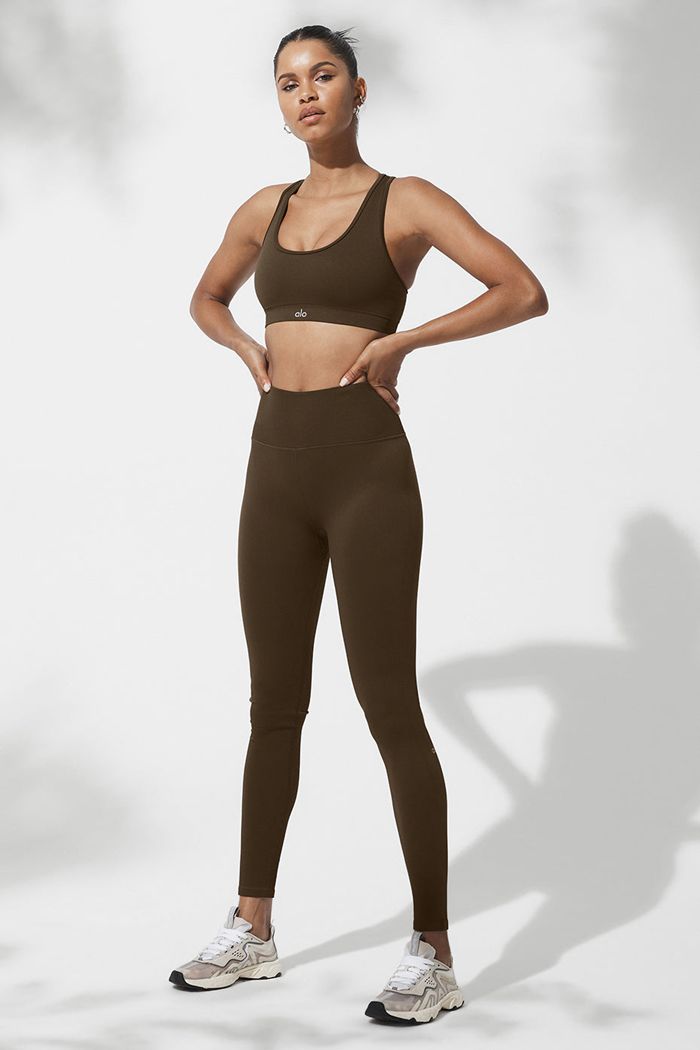 Alo Yoga Seamless High-Waist Ribbed Women's Leggings Black | 79DFWPKHE