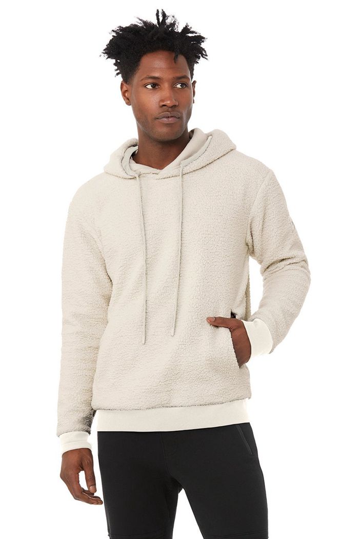 Alo Yoga Sherpa Men's Hoodie Beige | 79ULEFAKX