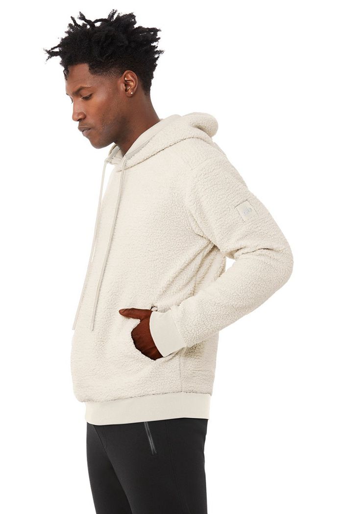 Alo Yoga Sherpa Men's Hoodie Beige | 79ULEFAKX