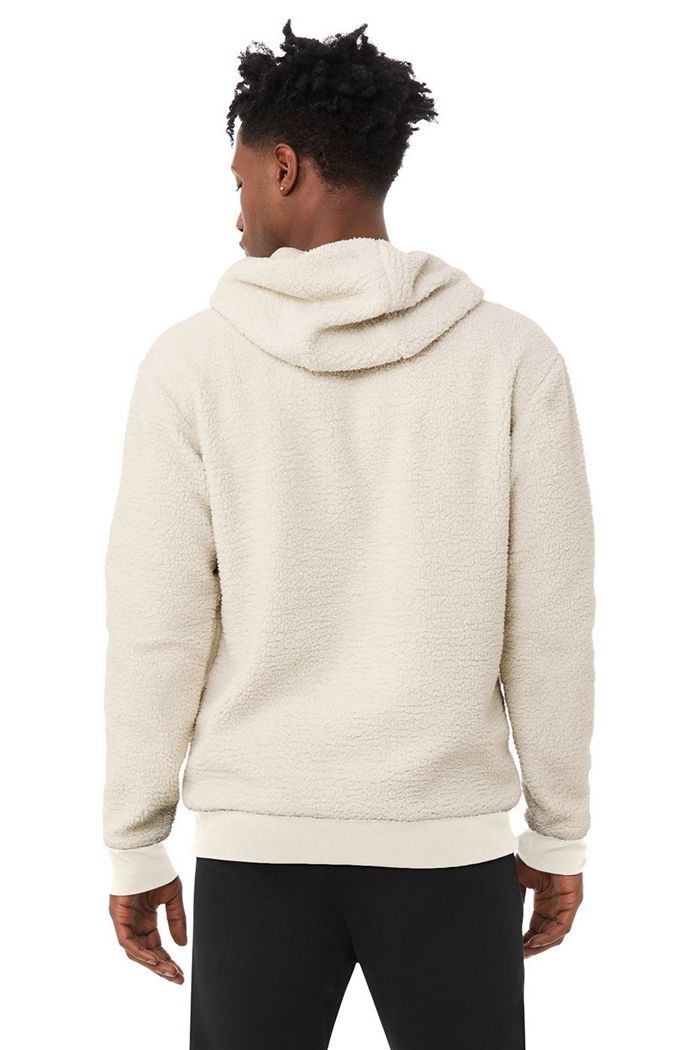 Alo Yoga Sherpa Men's Hoodie Beige | 79ULEFAKX