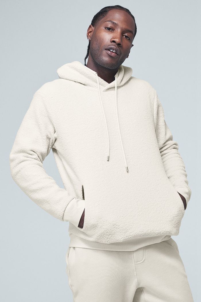 Alo Yoga Sherpa Men's Hoodie Beige | 79ULEFAKX