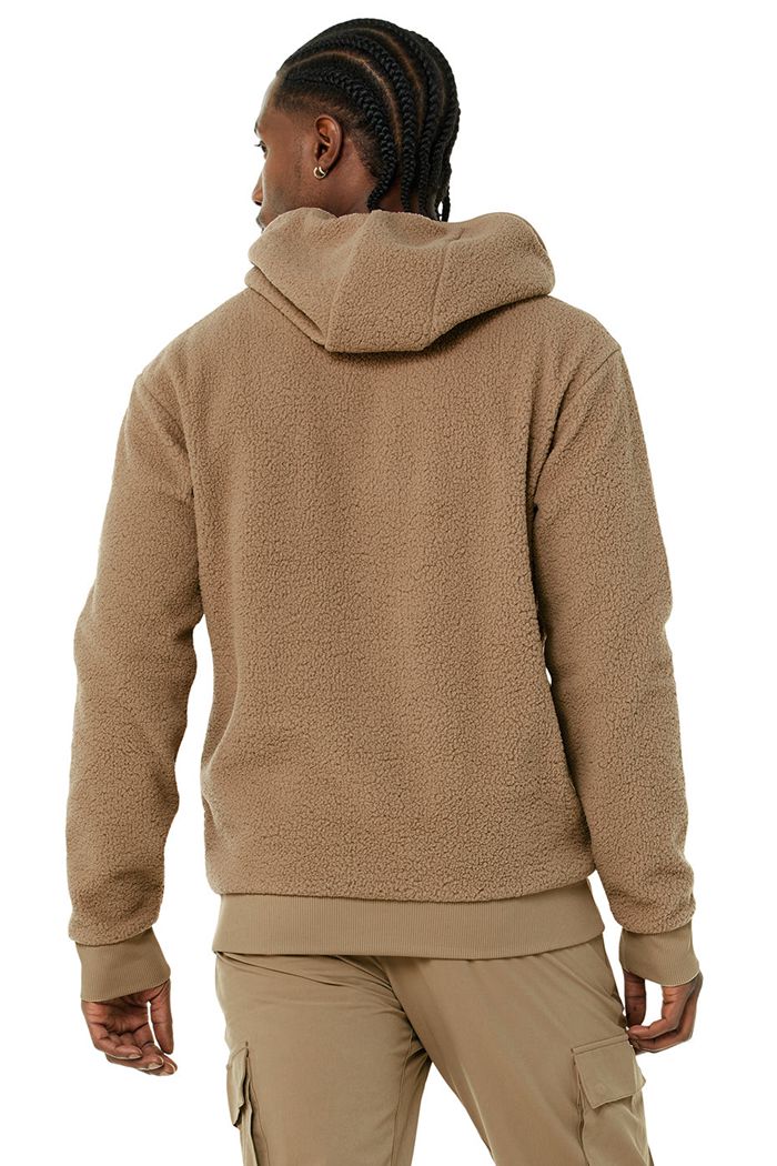 Alo Yoga Sherpa Men's Hoodie Brown | 06IWSCLGT