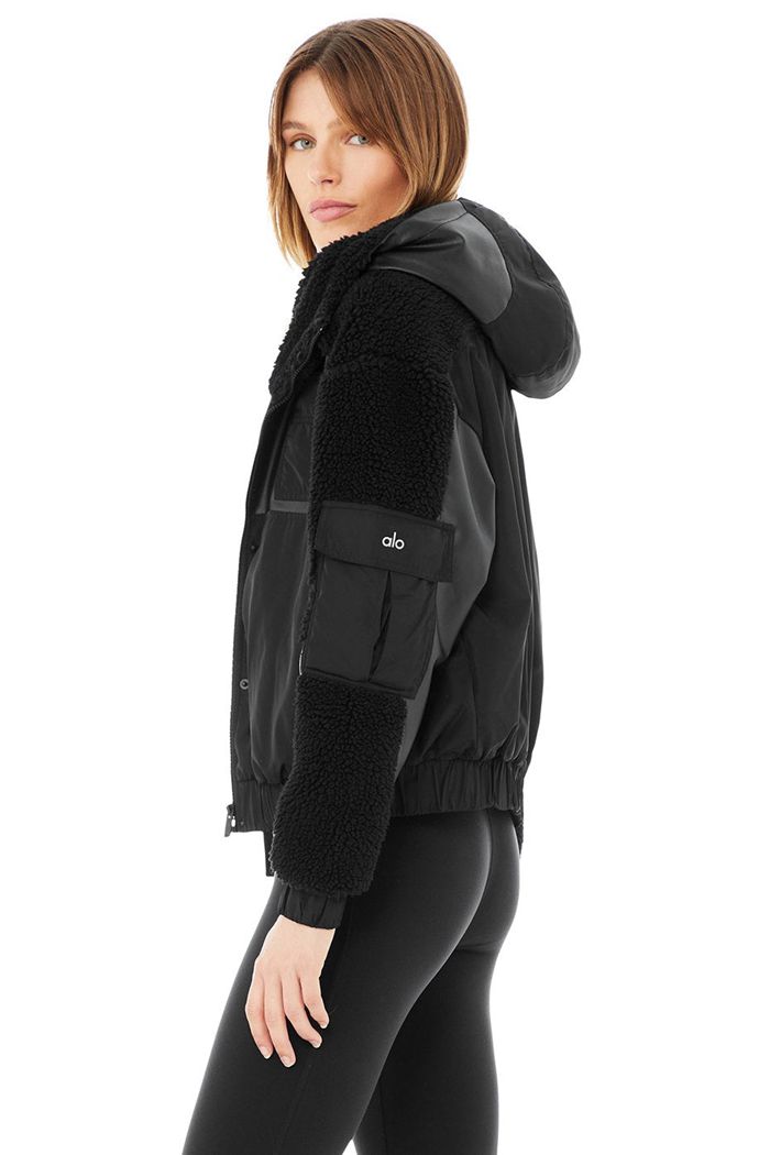 Alo Yoga Sherpa Utility Gear Women's Jackets Black | 78AZIYJCS