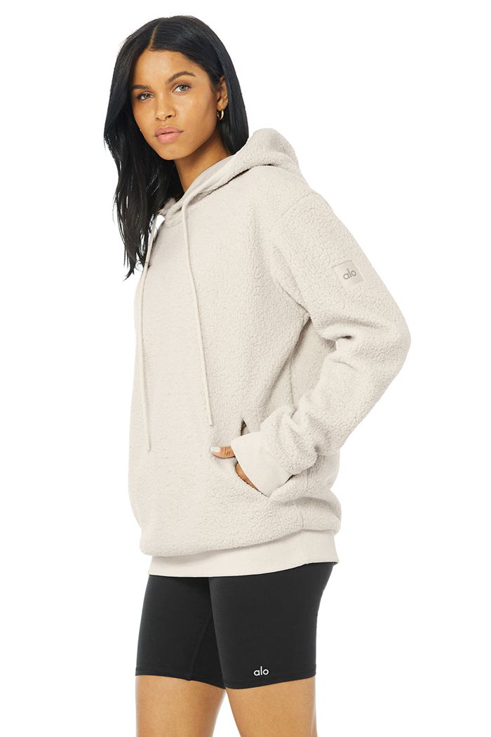 Alo Yoga Sherpa Women's Hoodie Beige | 06IGRCLOJ