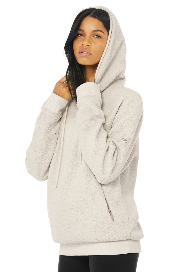 Alo Yoga Sherpa Women's Hoodie Beige | 06IGRCLOJ