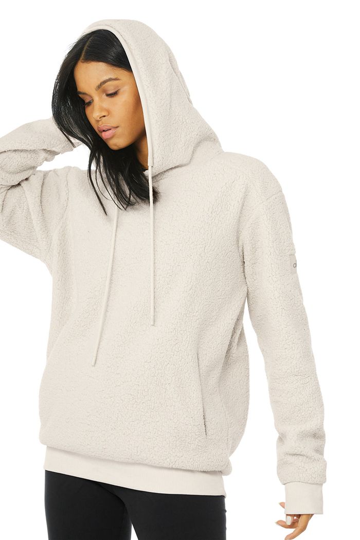 Alo Yoga Sherpa Women's Hoodie Beige | 06IGRCLOJ