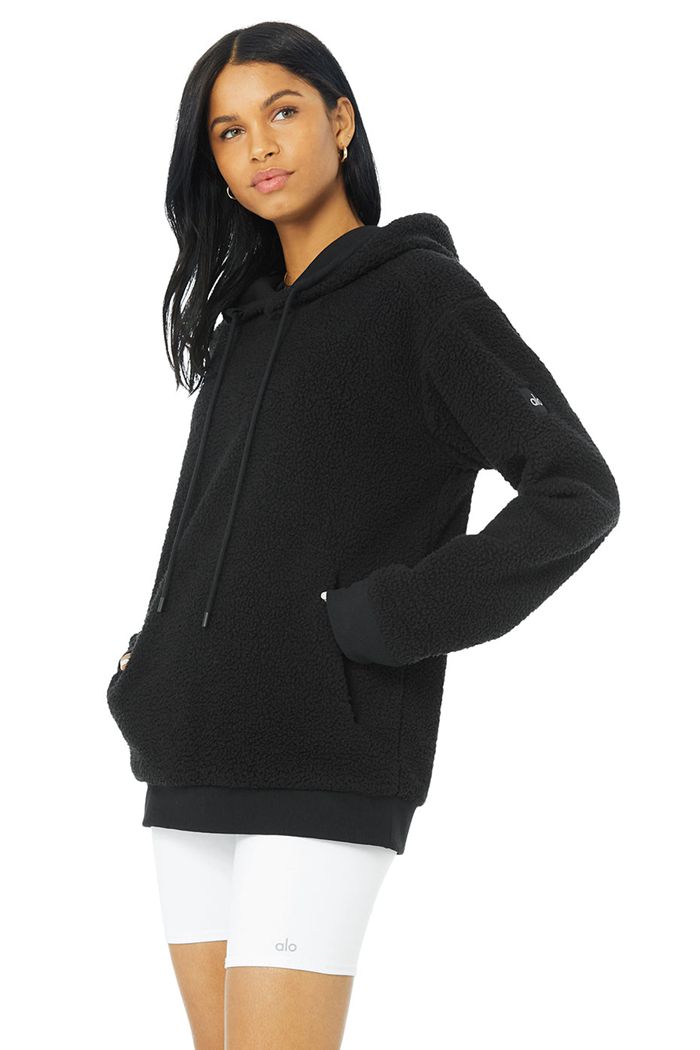 Alo Yoga Sherpa Women's Hoodie Black | 94FESHPJT