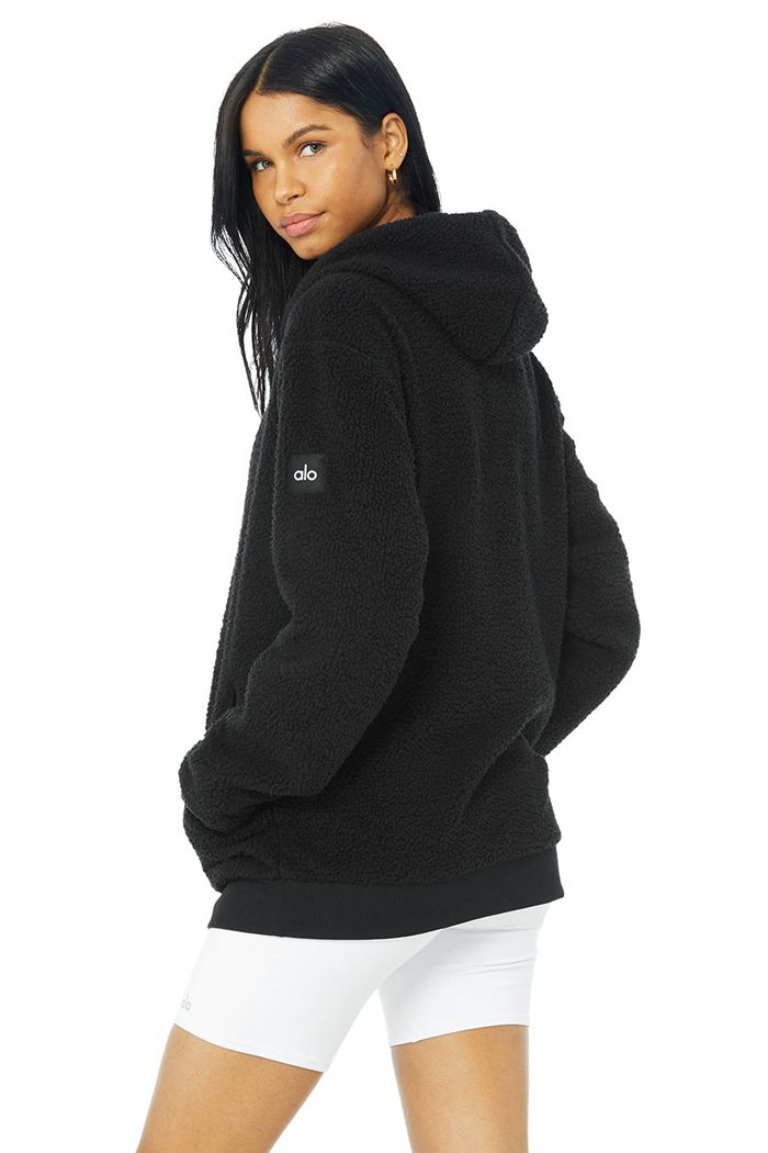 Alo Yoga Sherpa Women's Hoodie Black | 94FESHPJT