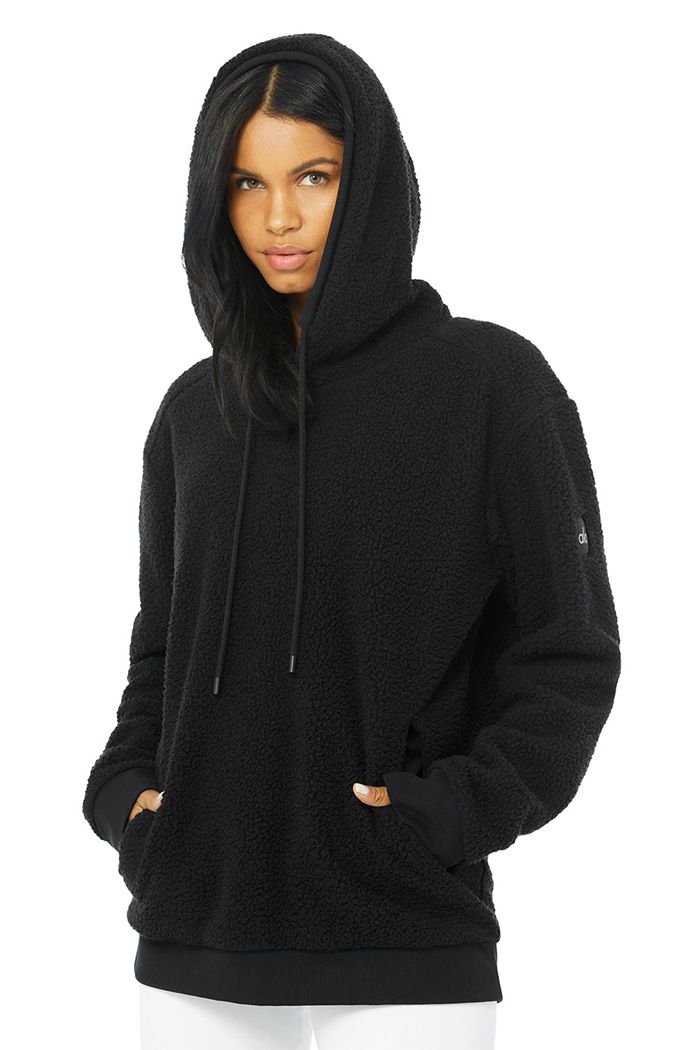 Alo Yoga Sherpa Women's Hoodie Black | 94FESHPJT