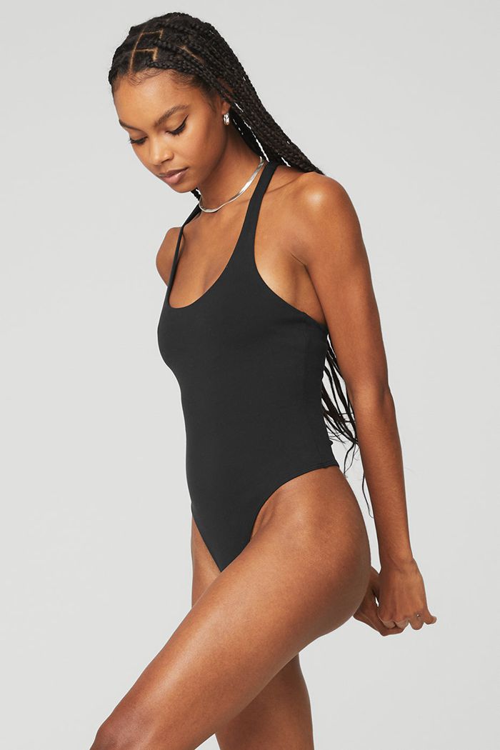 Alo Yoga Sleek Back Women's Bodysuit Black | 30FSHVIZC