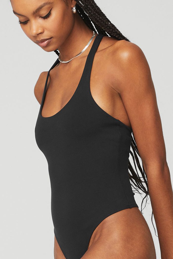 Alo Yoga Sleek Back Women's Bodysuit Black | 30FSHVIZC