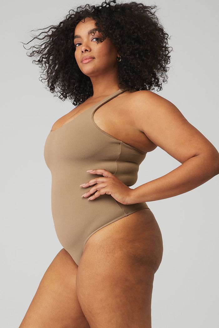 Alo Yoga Sleek Back Women's Bodysuit Brown | 54WDEAKJG