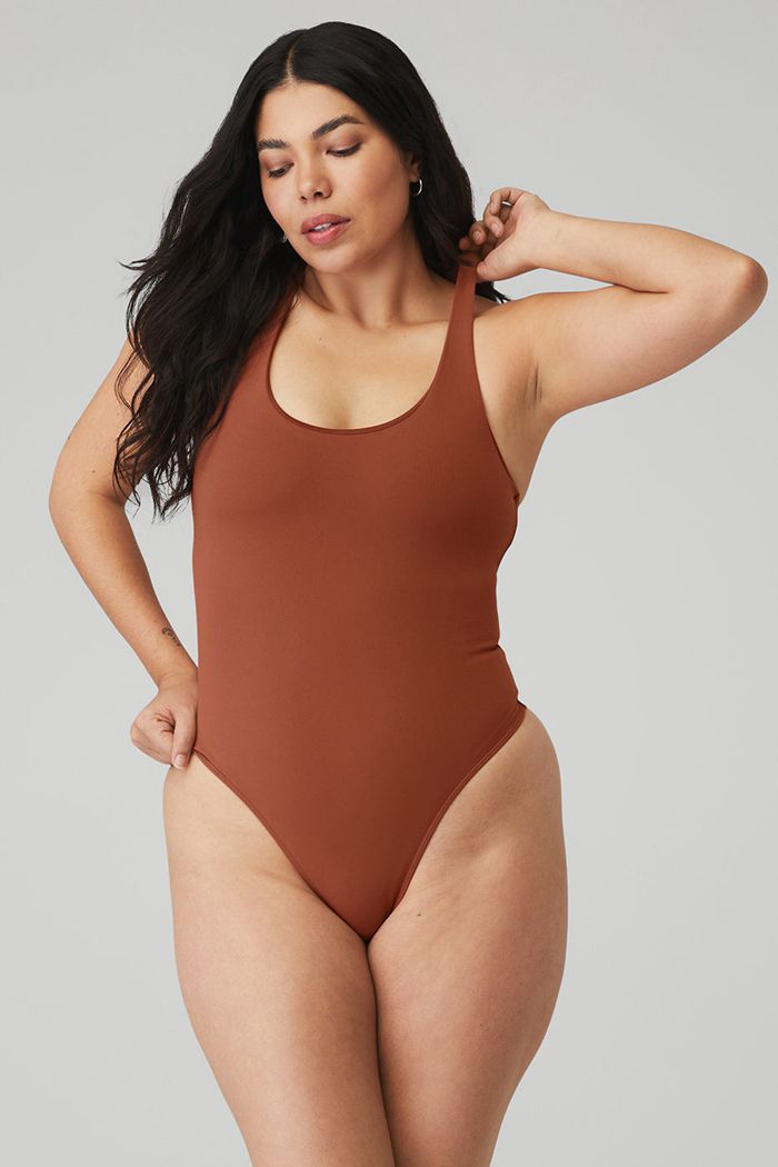 Alo Yoga Sleek Back Women's Bodysuit Red | 15PFABXKO